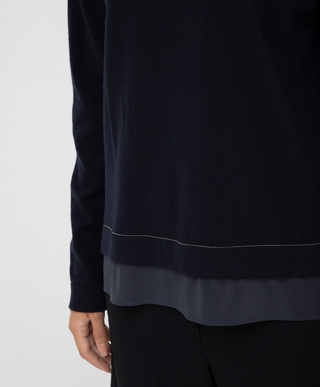 Peserico Темно-синій светр вовни, шовку і кашеміру S89240F12D9018 зображення 5