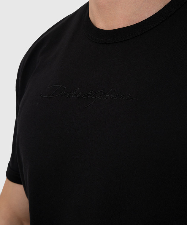 Dolce&Gabbana Черная футболка с вышивкой логотипа G8JX7ZG7WRN изображение 5