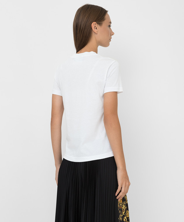 Versace Jeans Couture Белая футболка с принтом логотипа 71HAHF00CJ00F изображение 4