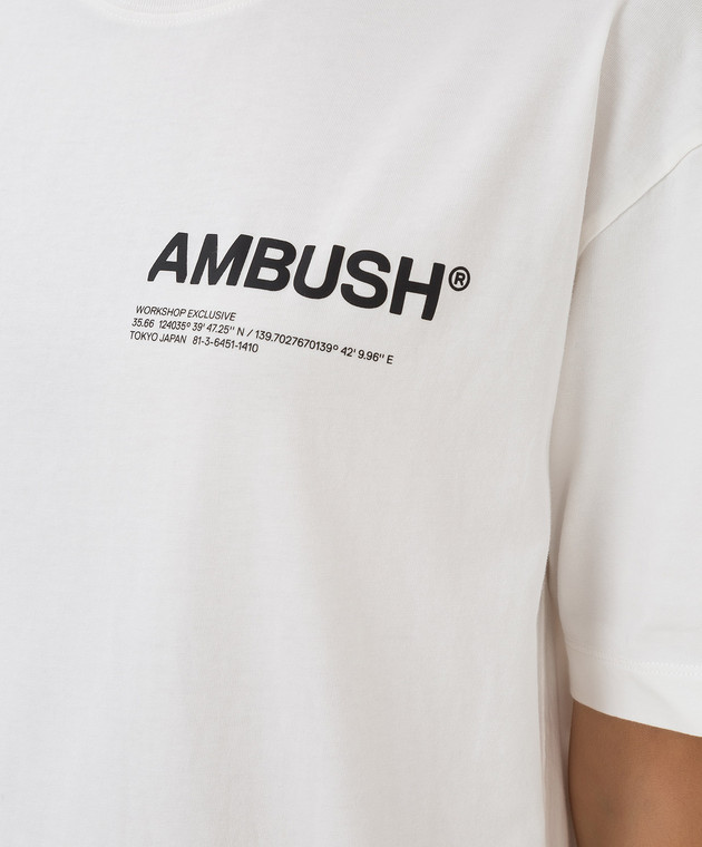 AMBUSH Белая футболка с принтом логотипа BWAA022F21JER001 изображение 5