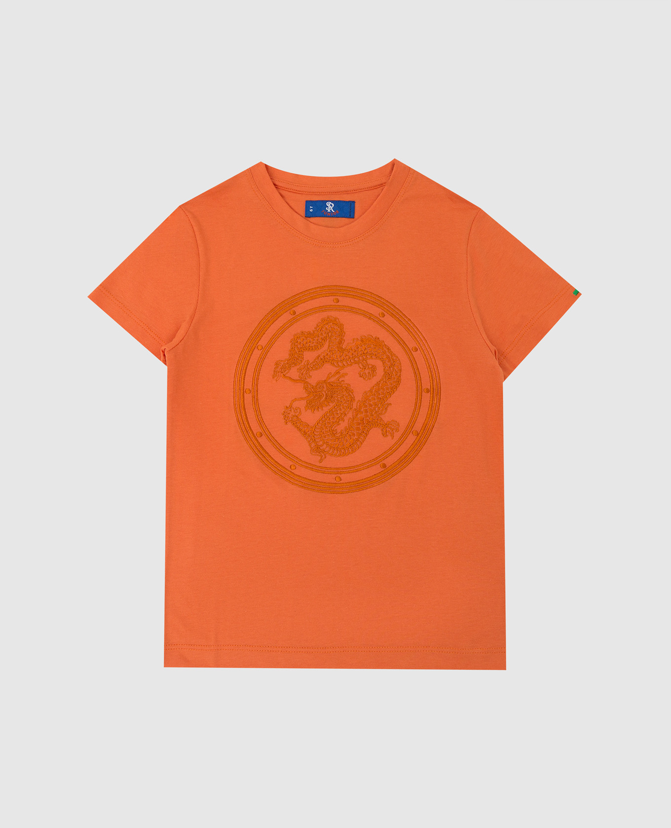 Детская оранжевая футболка с вышивкой