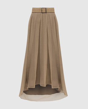 Brunello Cucinelli Бежевая юбка из шелка MF940G3070