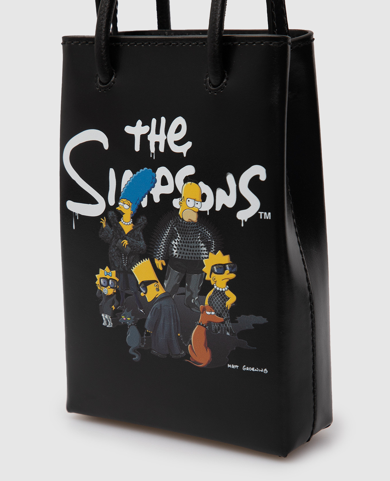Balenciaga - Кожаная сумка мини с принтом The Simpsons 59382623VBN