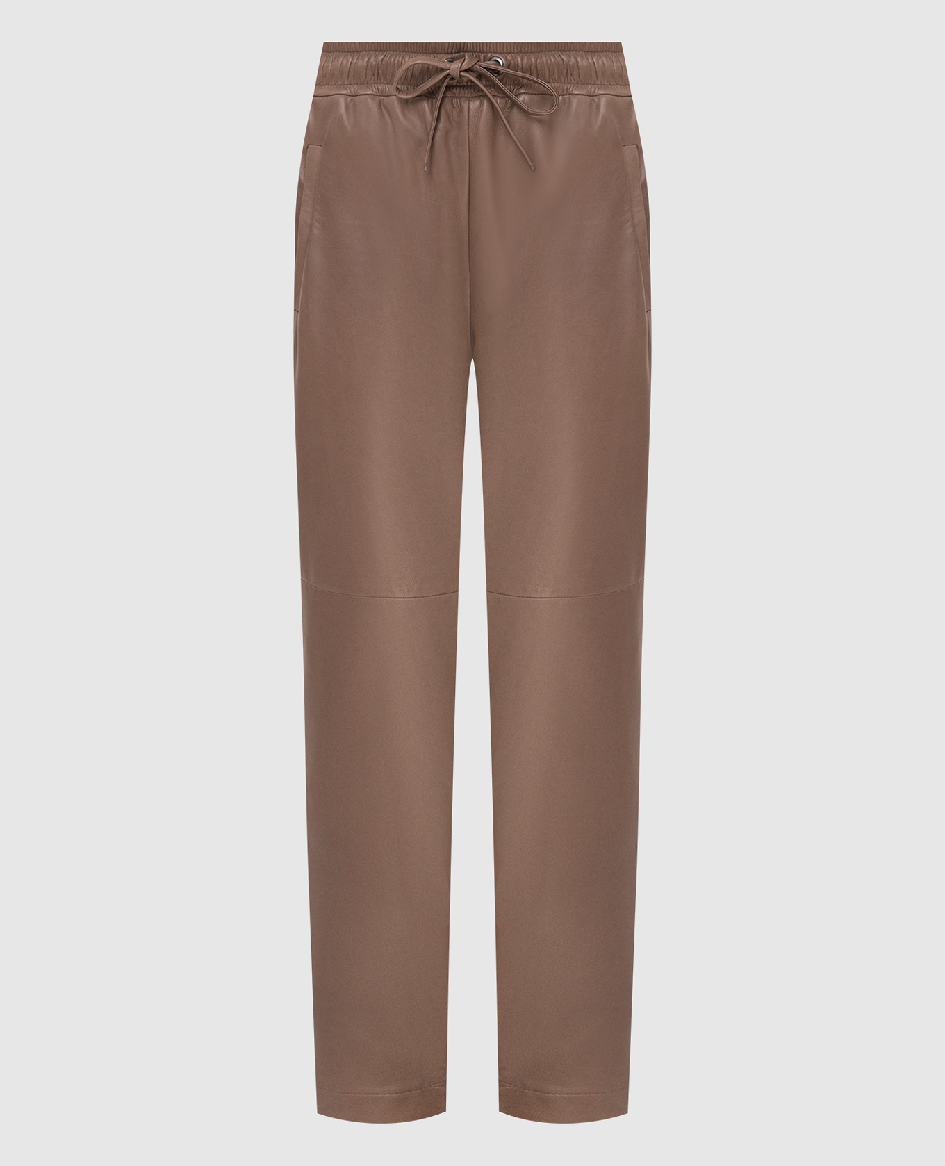 

Коричневые кожаные брюки Brunello Cucinelli, Коричневый, Повседневные брюки casual