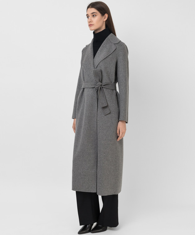 Max Mara Серое пальто Poldo из шерсти POLDO изображение 3