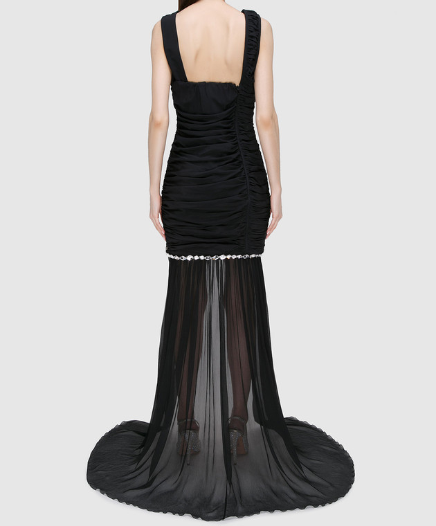 Blumarine Черное платье из драпированного шелка со шлейфом 58456 изображение 4