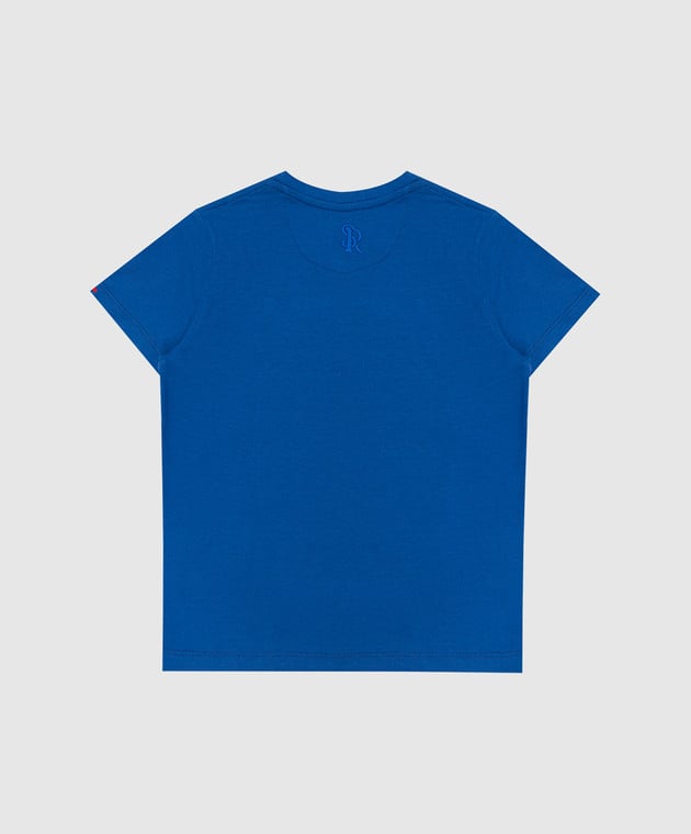 Stefano Ricci Детская синяя футболка с вышивкой монограммы YNH0100790803 изображение 2