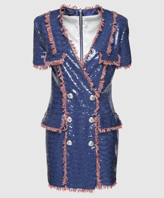 Balmain Синее платье с пайетками 123500