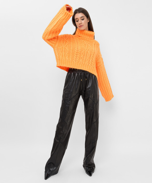 Balmain Оранжевый свитер из шерсти и мохера в узор WF0KA025K325 изображение 2