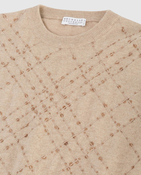 Brunello Cucinelli Дитячий бежевий джемпер з кашеміру з паєтками B12M10600A