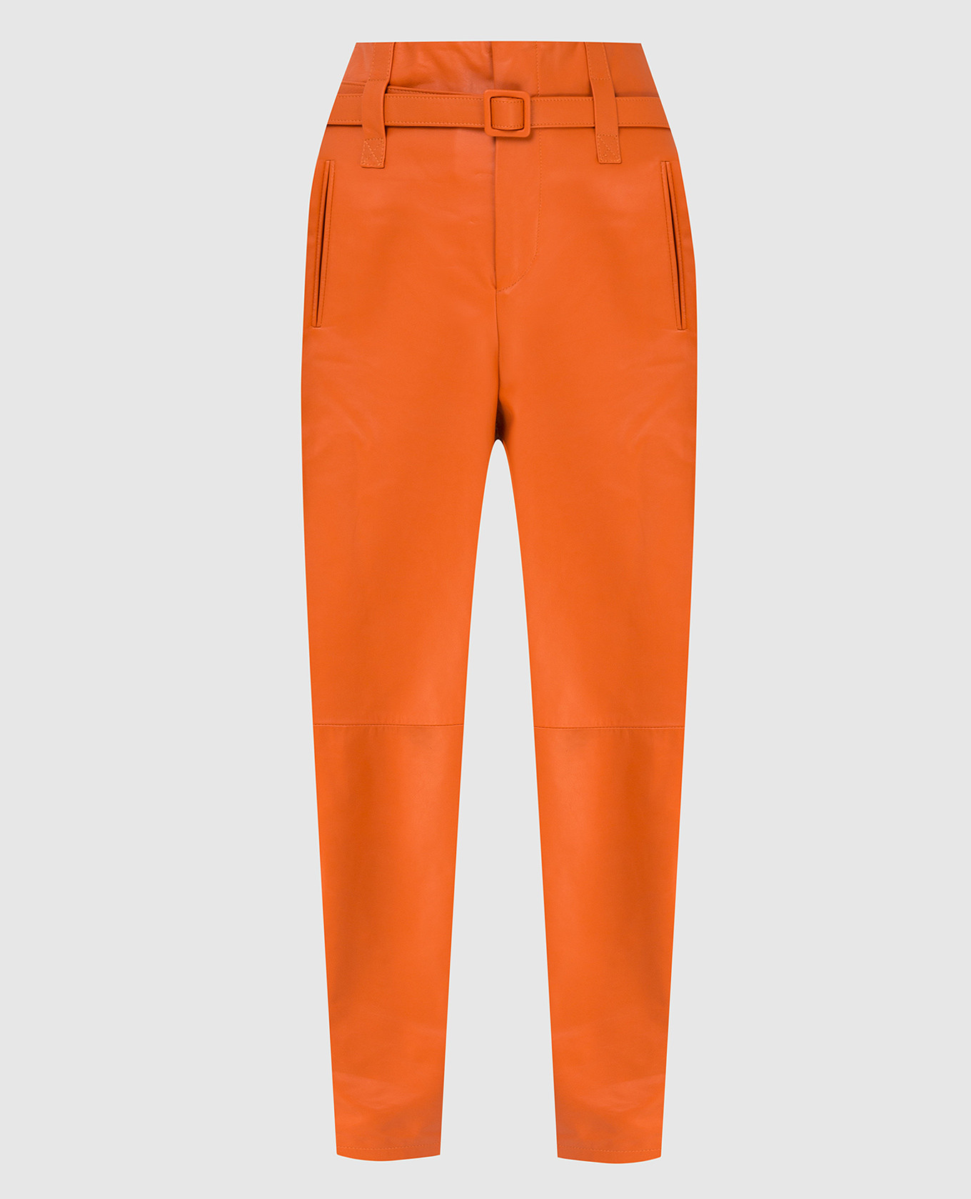 Оранжевые кожаные брюки Erin с высокой посадкой
