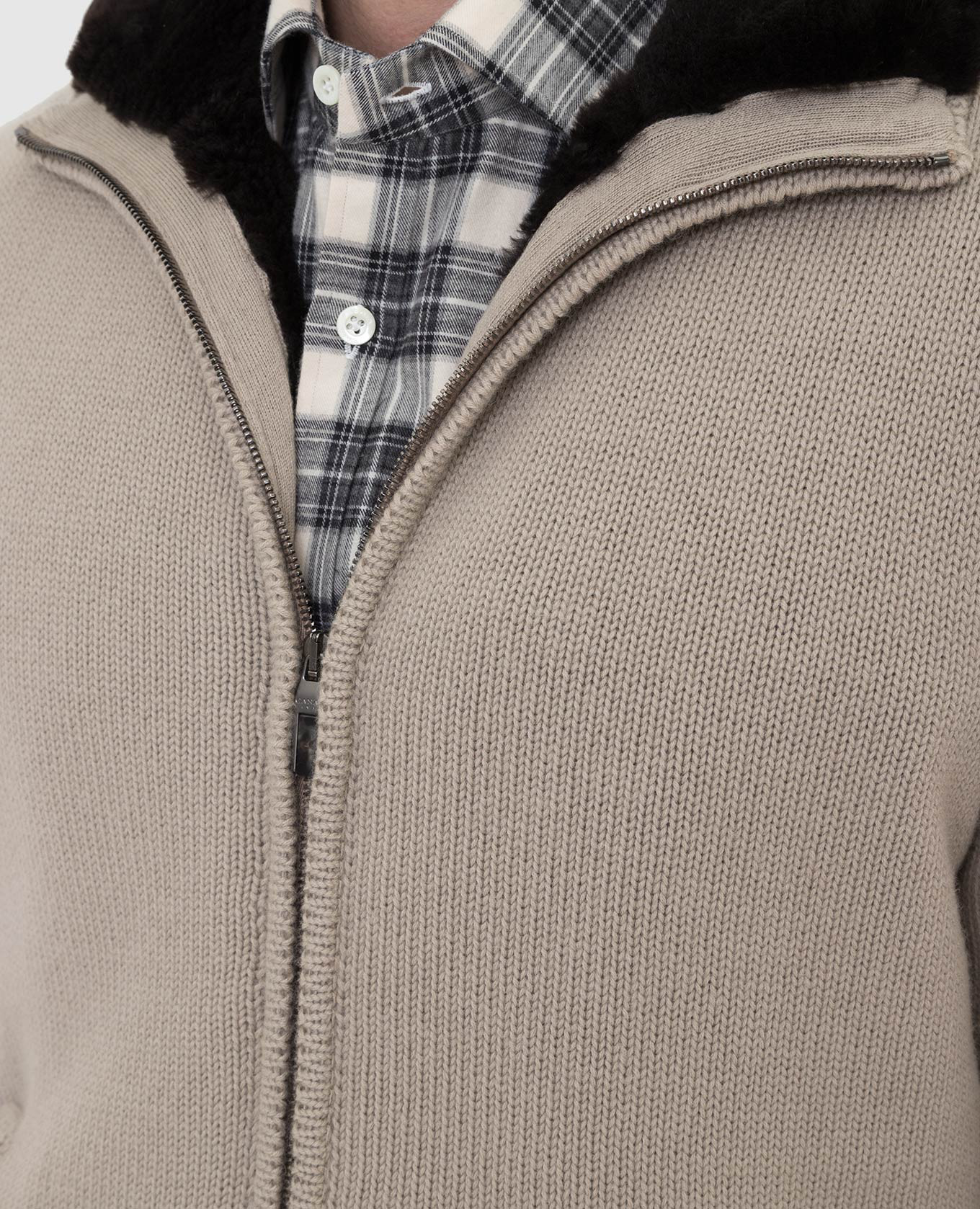 Canali Светло-бежевая куртка из шерсти и кашемира на меху MX01294C0762 изображение 5