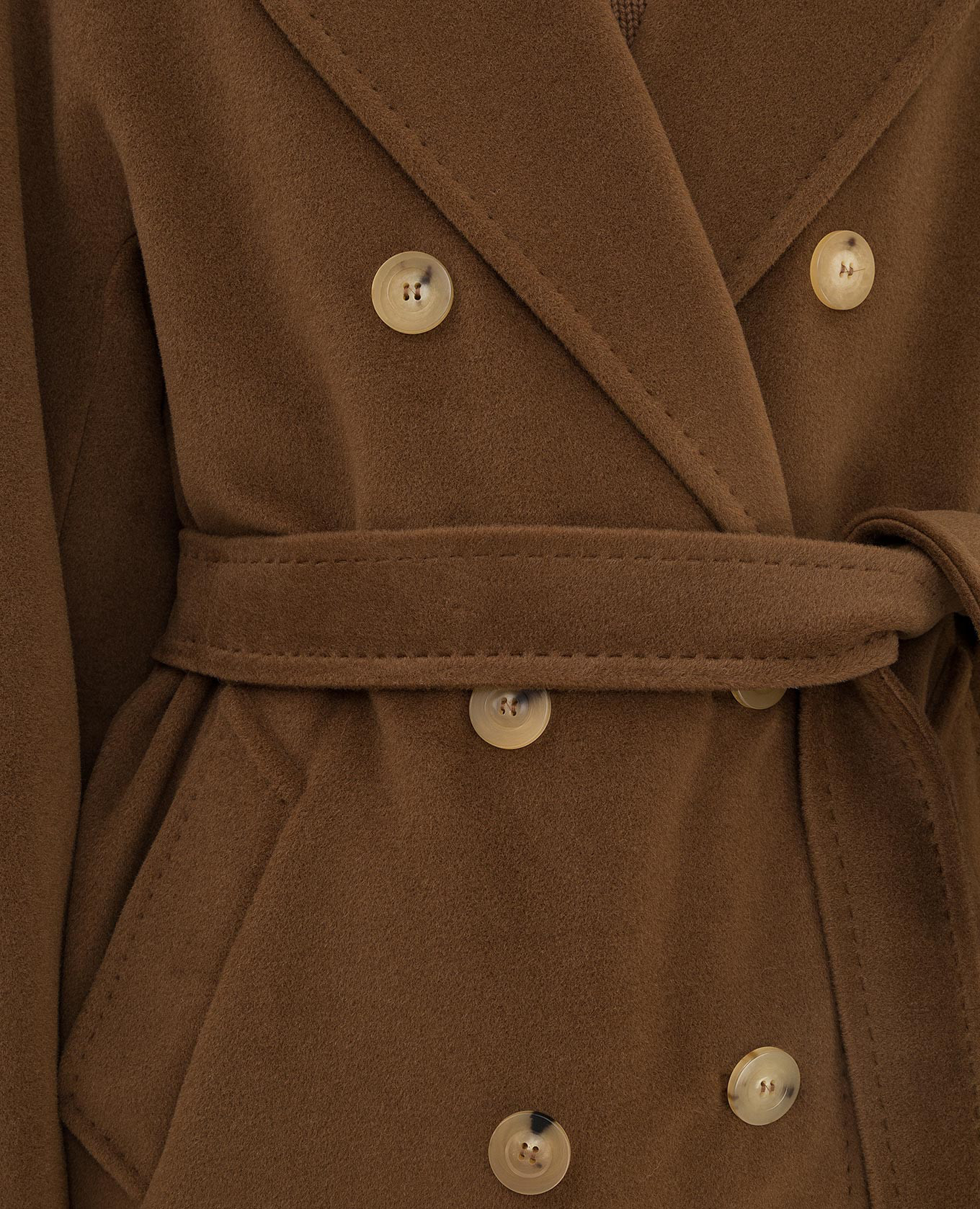 Max Mara Коричневое двубортное пальто Madame из шерсти и кашемира 3MADAME изображение 5