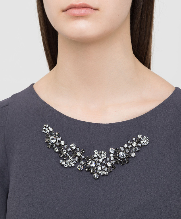 Jenny Packham Темно-сіра блуза з кристалами WT104 зображення 5