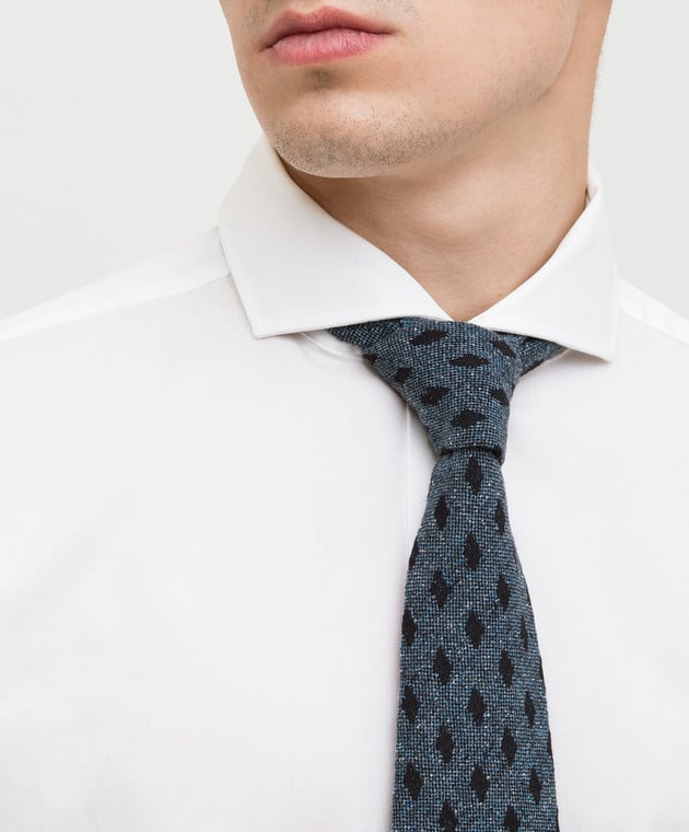 ISAIA Синий галстук из шелка и шерсти CRV007CV52C изображение 2
