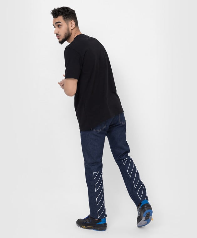 Off-White Темно-сині джинси-слім із вишивкою Diag Outline OMYA102C99DEN001 зображення 2
