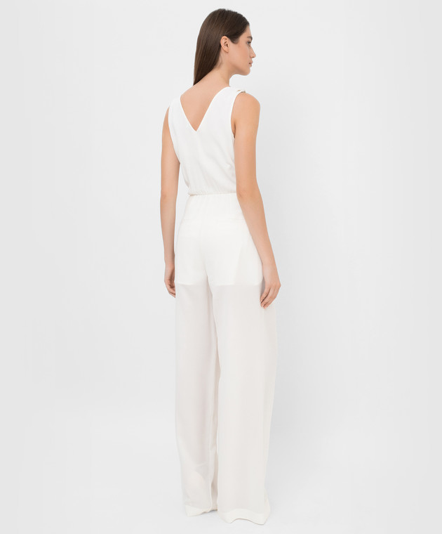Brunello Cucinelli White silk jumpsuit with slit and chains MF906BO799 image 4