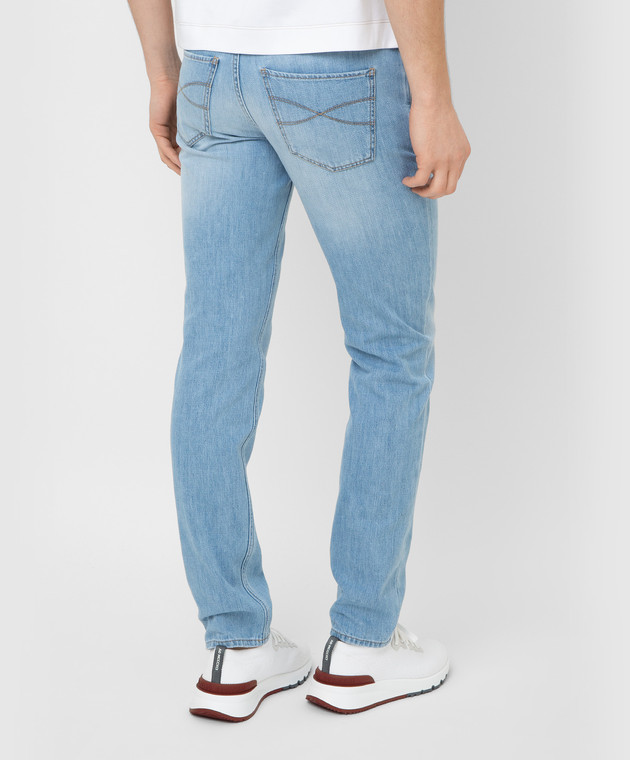 Brunello Cucinelli Голубые джинсы с эффектом потертости ME228D2220 изображение 4