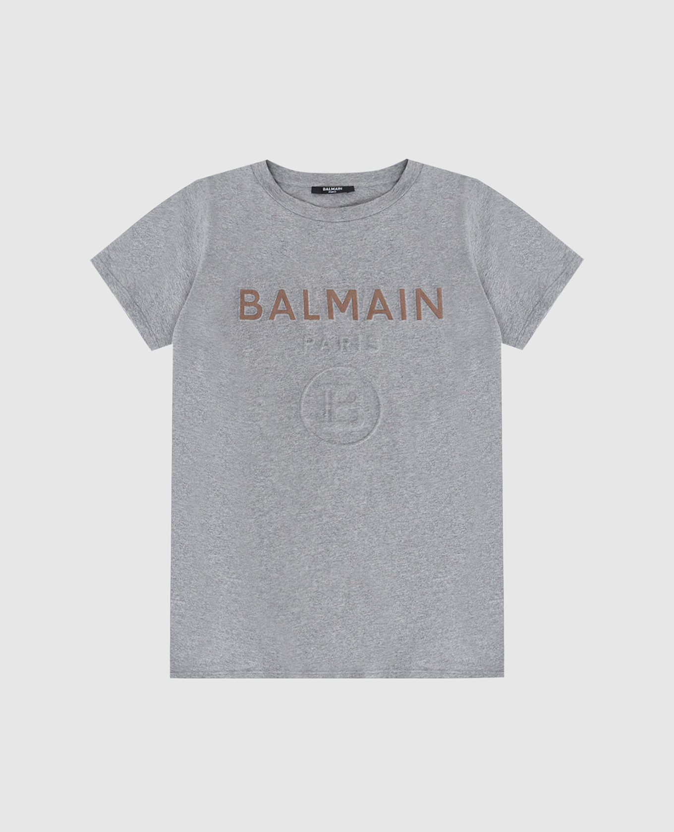 

Детская футболка с рельефным логотипом Balmain, Серый, Футболки