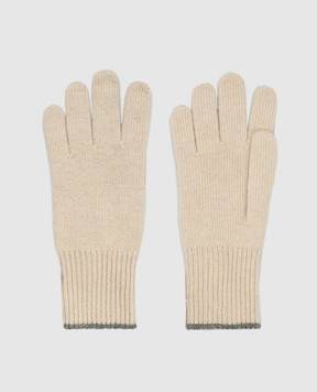 Brunello Cucinelli Светло-бежевые перчатки из кашемира M2293118