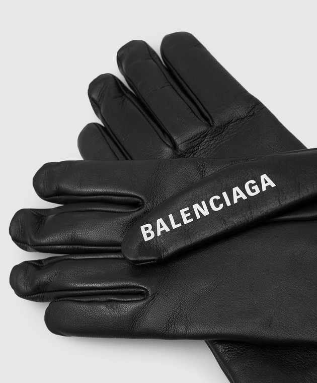 Balenciaga Кожаные перчатки с логотипом 673312453B8 изображение 3