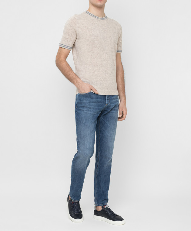 Brunello Cucinelli Бежевая футболка из льна M2L18300 изображение 2