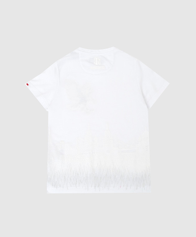 Stefano Ricci Детская белая футболка с вышивкой YNH84001MS803 изображение 2