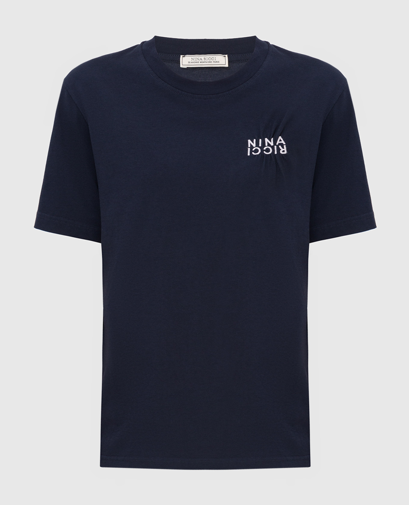 Темно-синяя футболка с вышивкой логотипа NINA RICCI