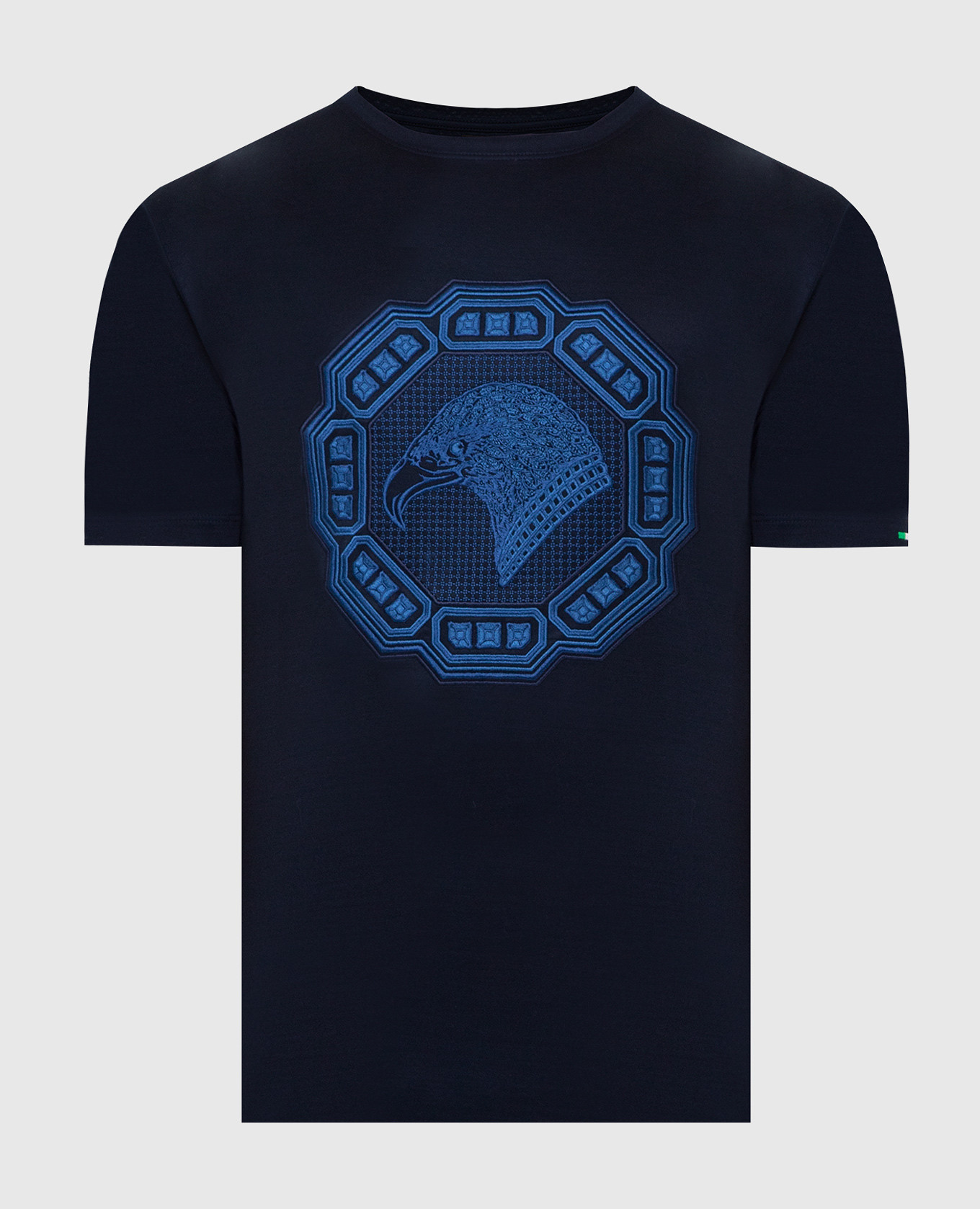 Темно-синяя футболка с вышивкой эмблемы логотипа