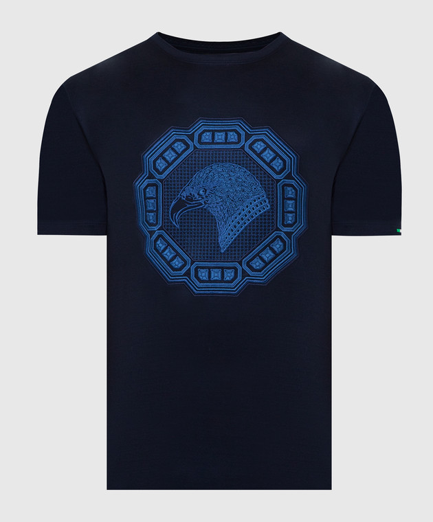 Stefano Ricci Темно-синя футболка з вишивкою емблеми логотипу MNH1401310TE0001