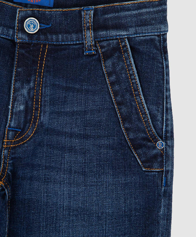 Stefano Ricci Детские темно-синие джинсы с эффектом потертости YST64020901612 изображение 3