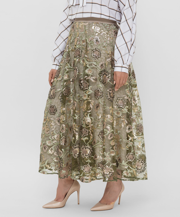 Marina Rinaldi Зеленая юбка с пайетками CARILLON изображение 3