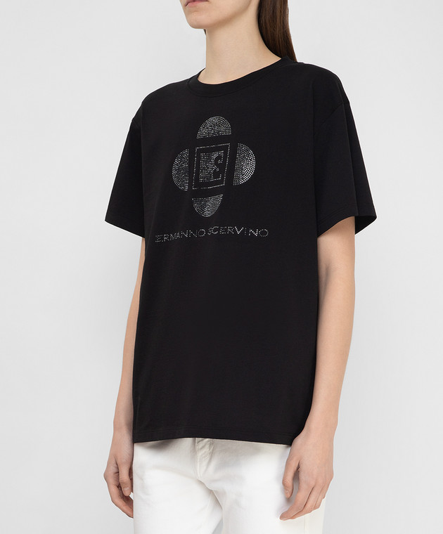 Ermanno Scervino Черная футболка с кристаллами D385L308CTUER изображение 3
