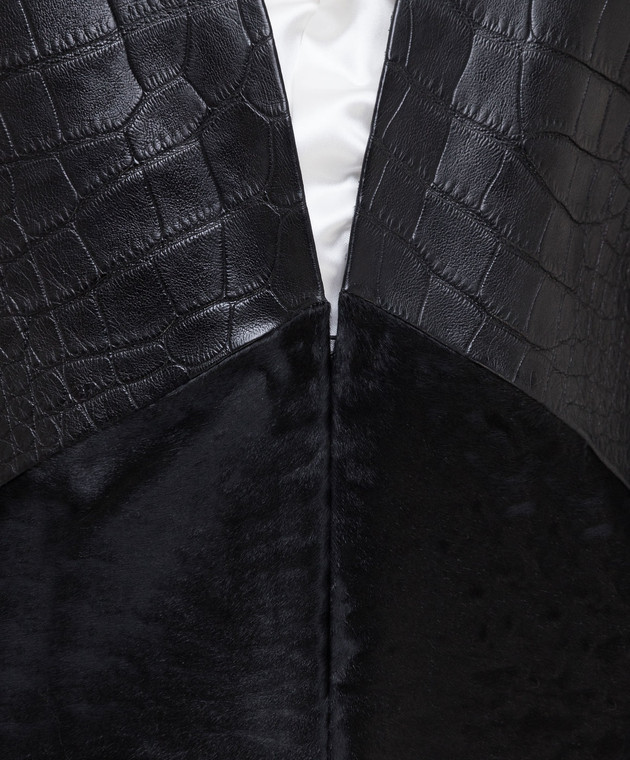 Dennis Basso Чорна куртка зі шкіри алігатора і хутра з каракульчі 13572 зображення 5