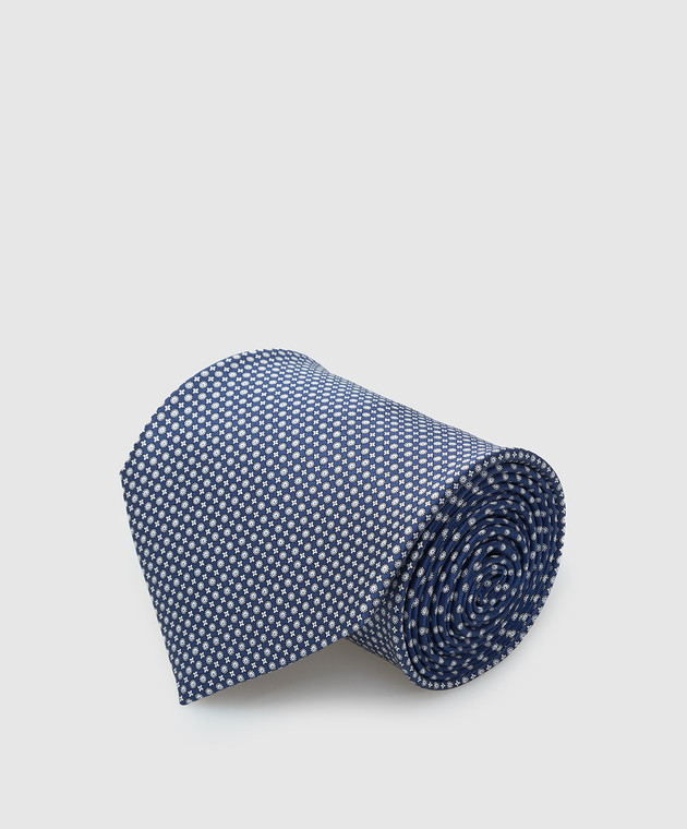 Stefano Ricci Темно-синий шелковый галстук в узор CXDD41072