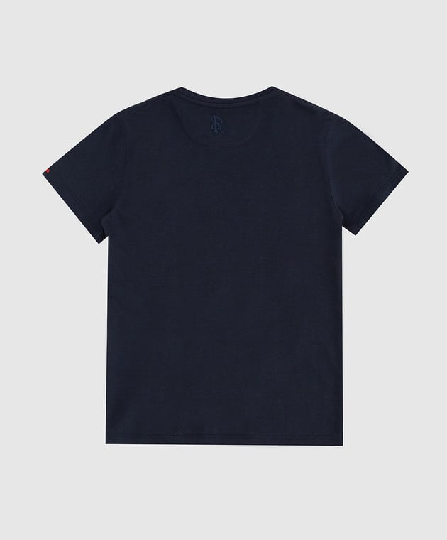 Stefano Ricci Детская темно-синяя футболка с вышивкой эмблемы YNH8400010803 изображение 2