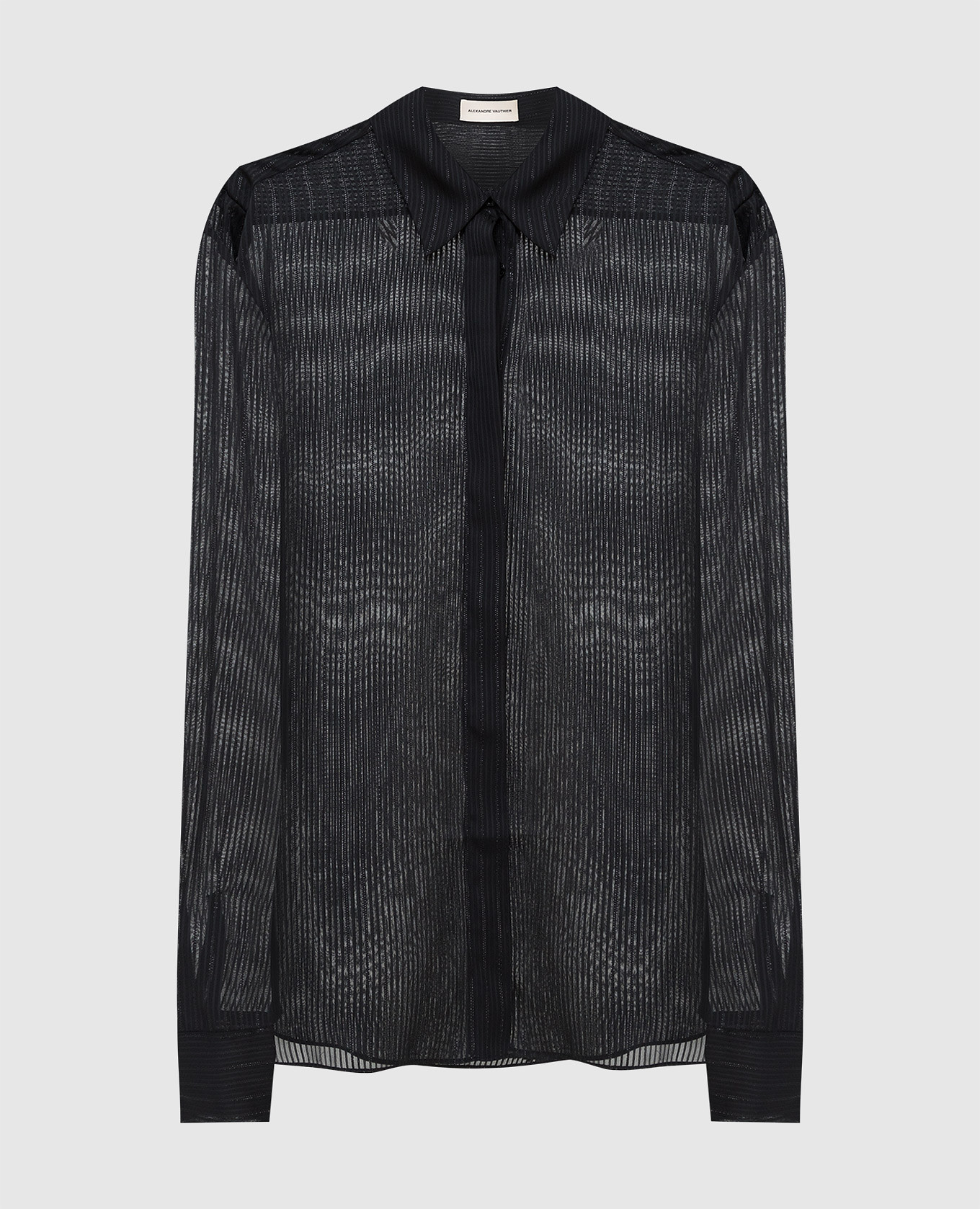 

Рубашка в полоску с люрексом, Черный, Рубашки