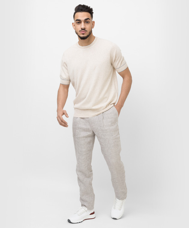 Brunello Cucinelli Светло-бежевая футболка M29802010 изображение 2