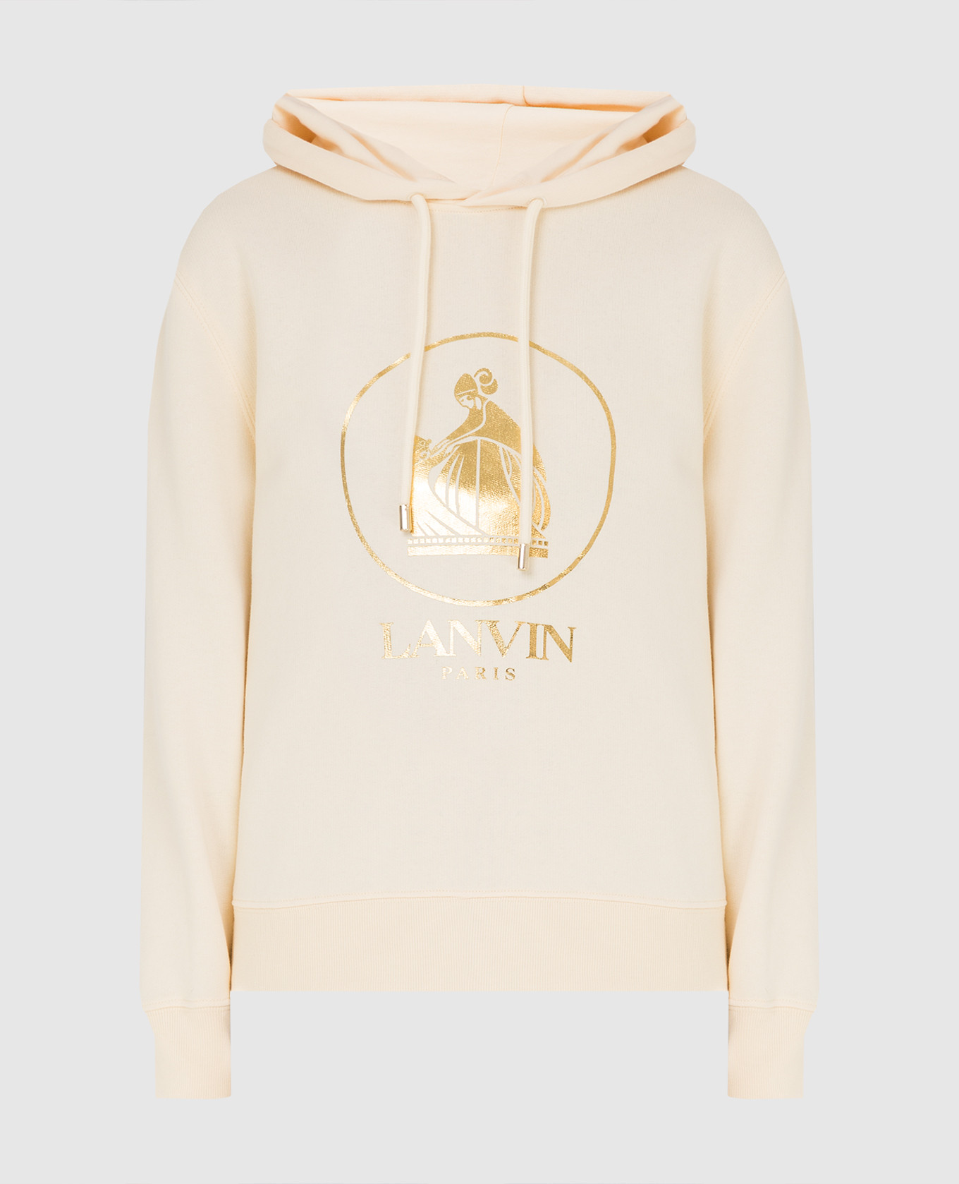 

Худи с принтом эмблемы, Светло-бежевый, Худи