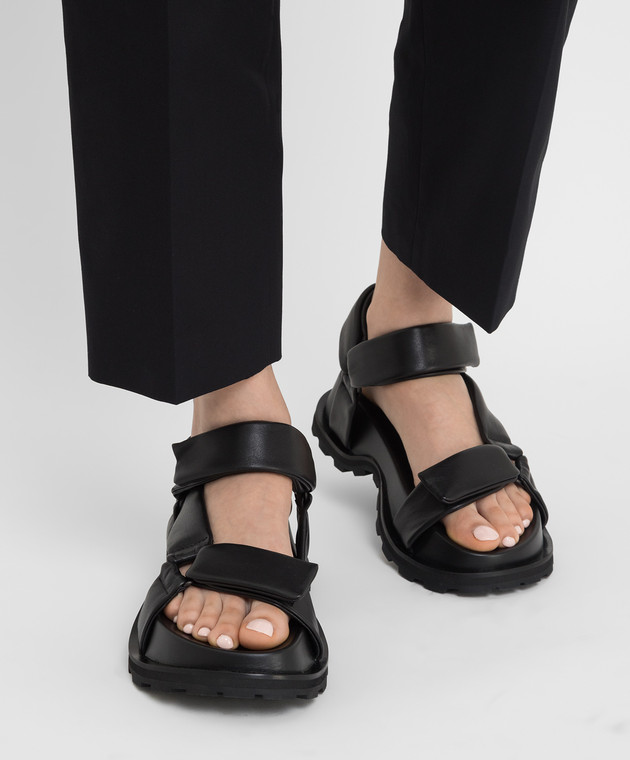 Jil Sander Черные кожаные сандалии JS36045A13011 изображение 2