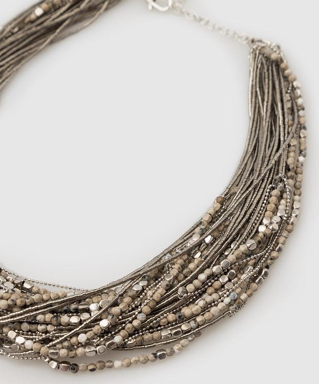 Brunello Cucinelli Многорядное ожерелье с цепочками и бусинами MCOW9LJ18 изображение 3