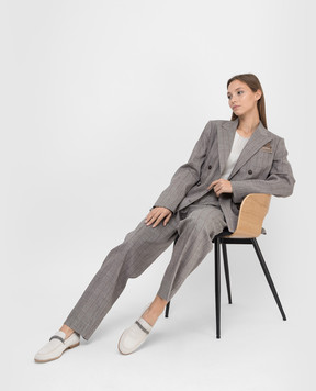Brunello Cucinelli Штани з льону та вовни в смужку MH508P7589