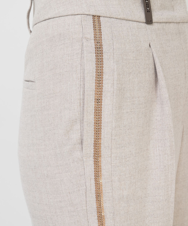 Peserico Світло-бежеві штани з паєтками P0484000Q101985 зображення 5