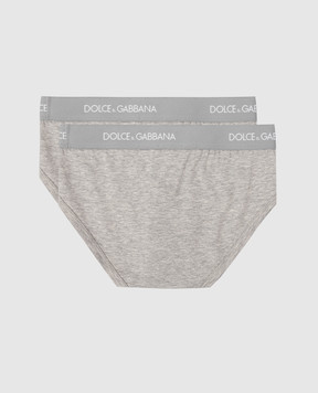 Dolce&Gabbana Дитячий набір сірих трусиків-сліпів з логотипом L4J700G7OCT