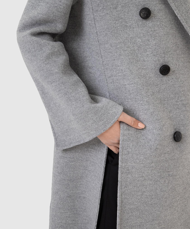 Fendi Двубортное пальто из шерсти с разрезами FF8839A5HD изображение 5