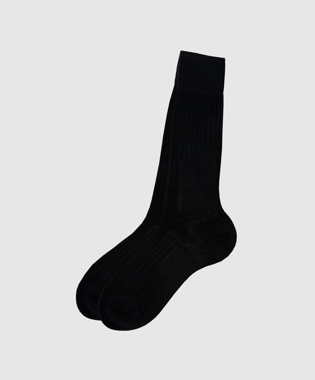 Stefano Ricci Чорні шкарпетки в рубчик C009UN0001C009UN