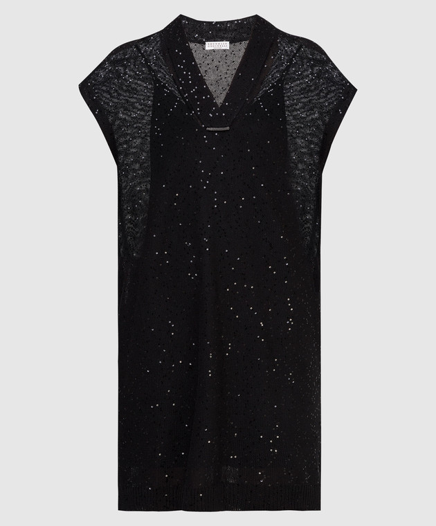 Brunello Cucinelli Черное платье из льна и шелка M10551A82