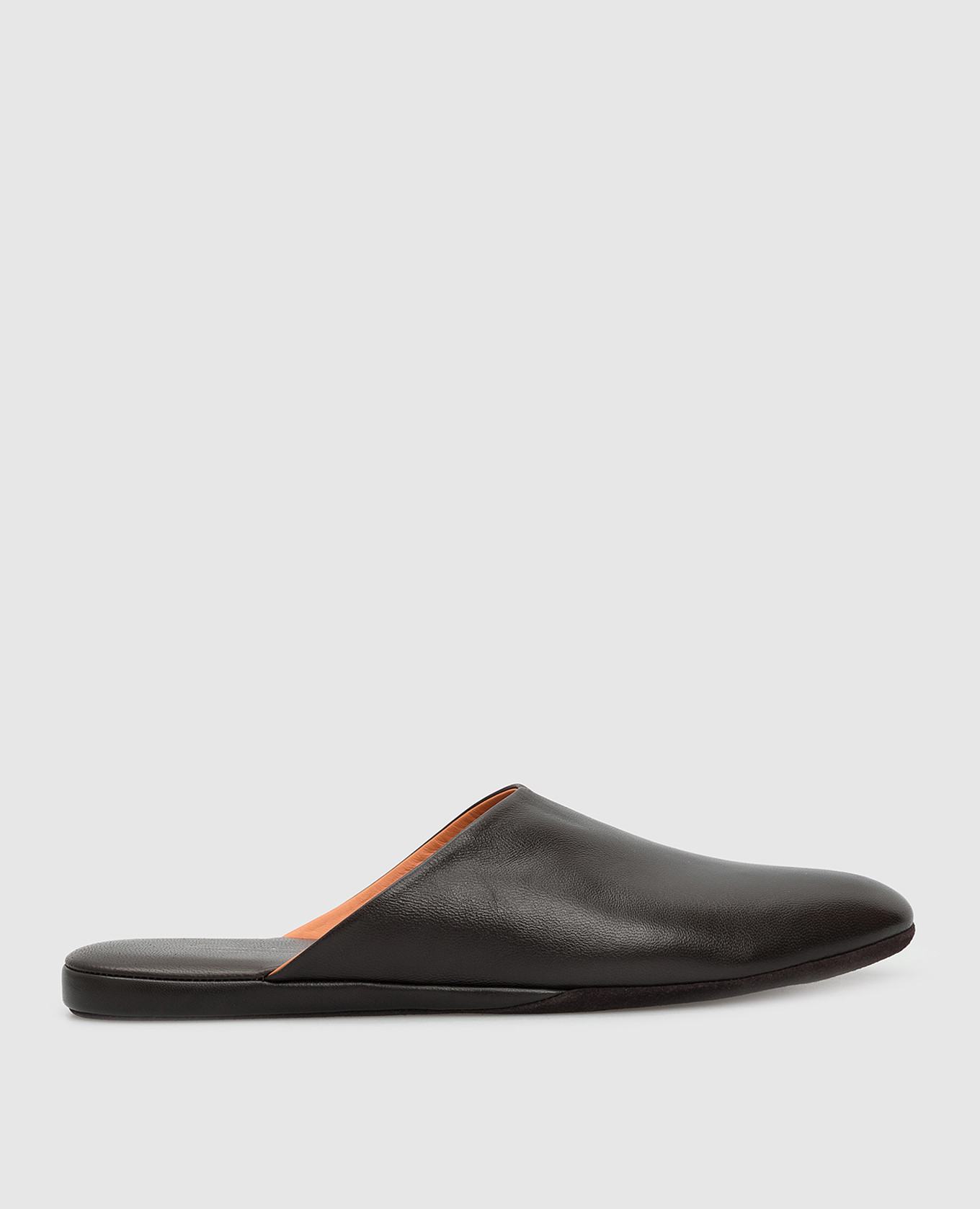 

Темно-коричневые кожаные тапочки Santoni, Тёмно-коричневый, Домашние тапочки