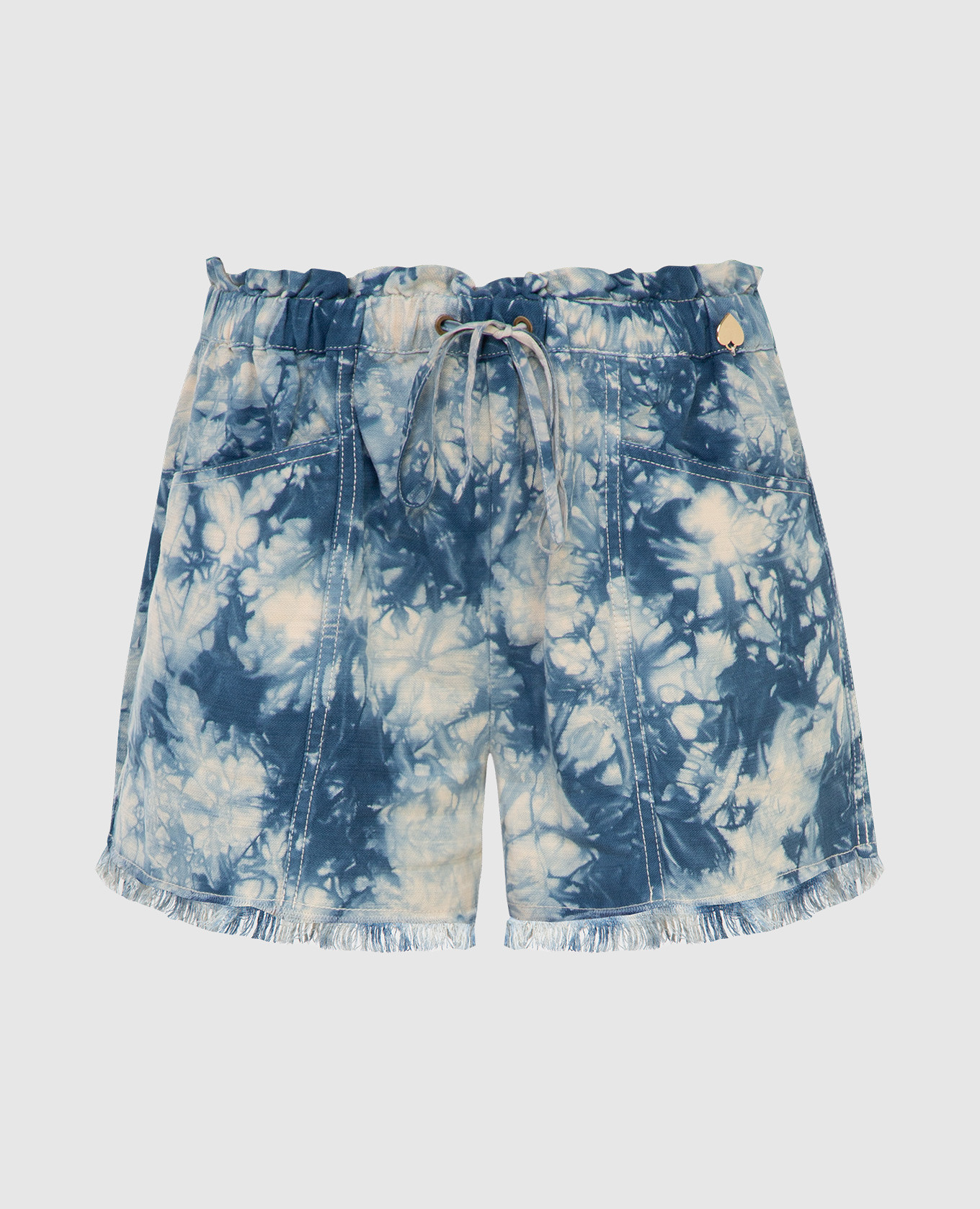 

Шорты с бахромой и эффектом тай-дай Twin Set, Синий, Шорты