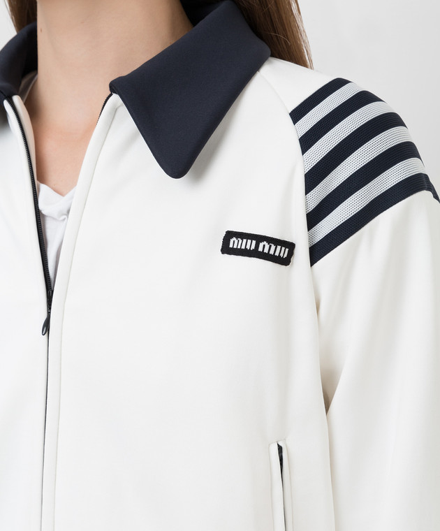 Miu Miu Біла спортивна куртка з контрастними вставками MJL7581ZFP зображення 5